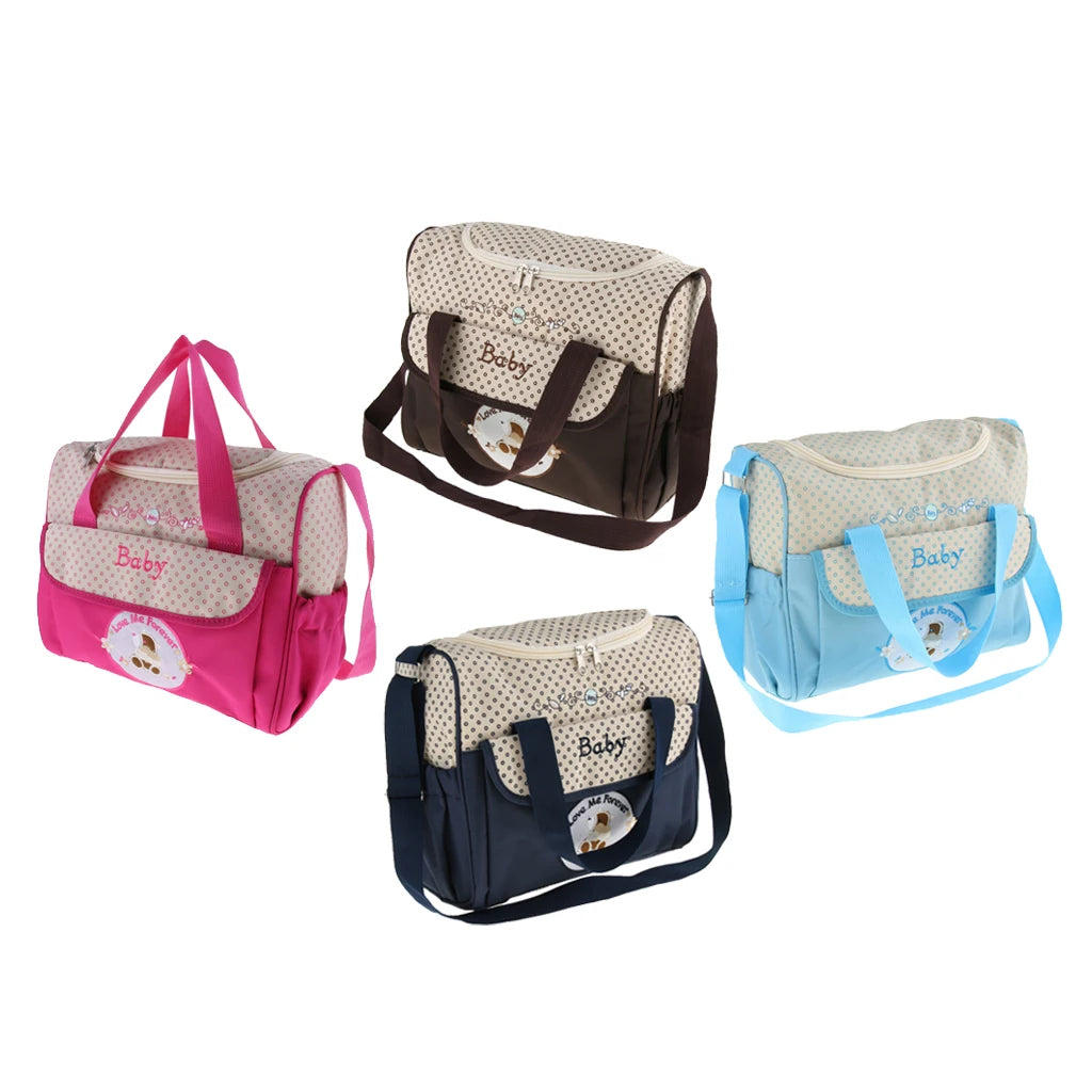 Mummy Shoulder Bag with Bottle Holder Baby Nappy Diaper Bag Set Waterproof Changing Pad for Newborn Maternity