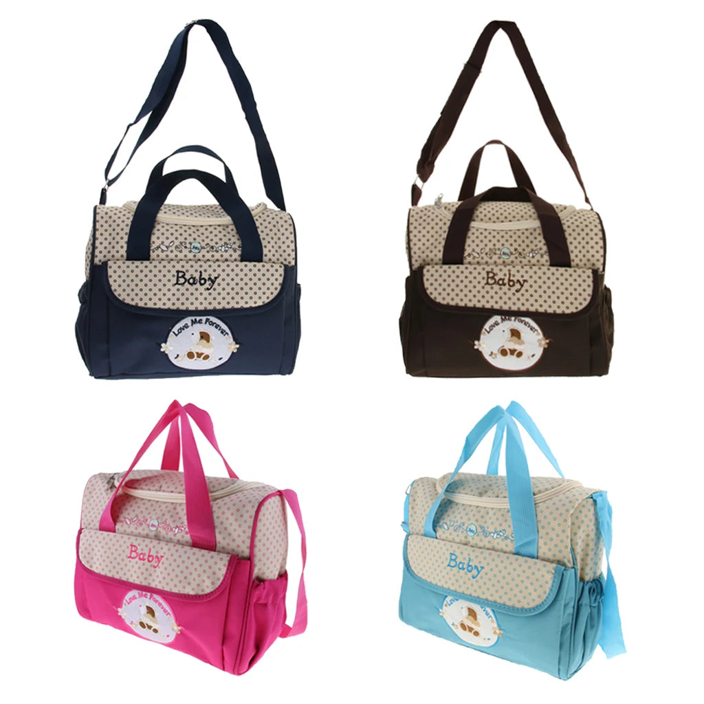 Mummy Shoulder Bag with Bottle Holder Baby Nappy Diaper Bag Set Waterproof Changing Pad for Newborn Maternity
