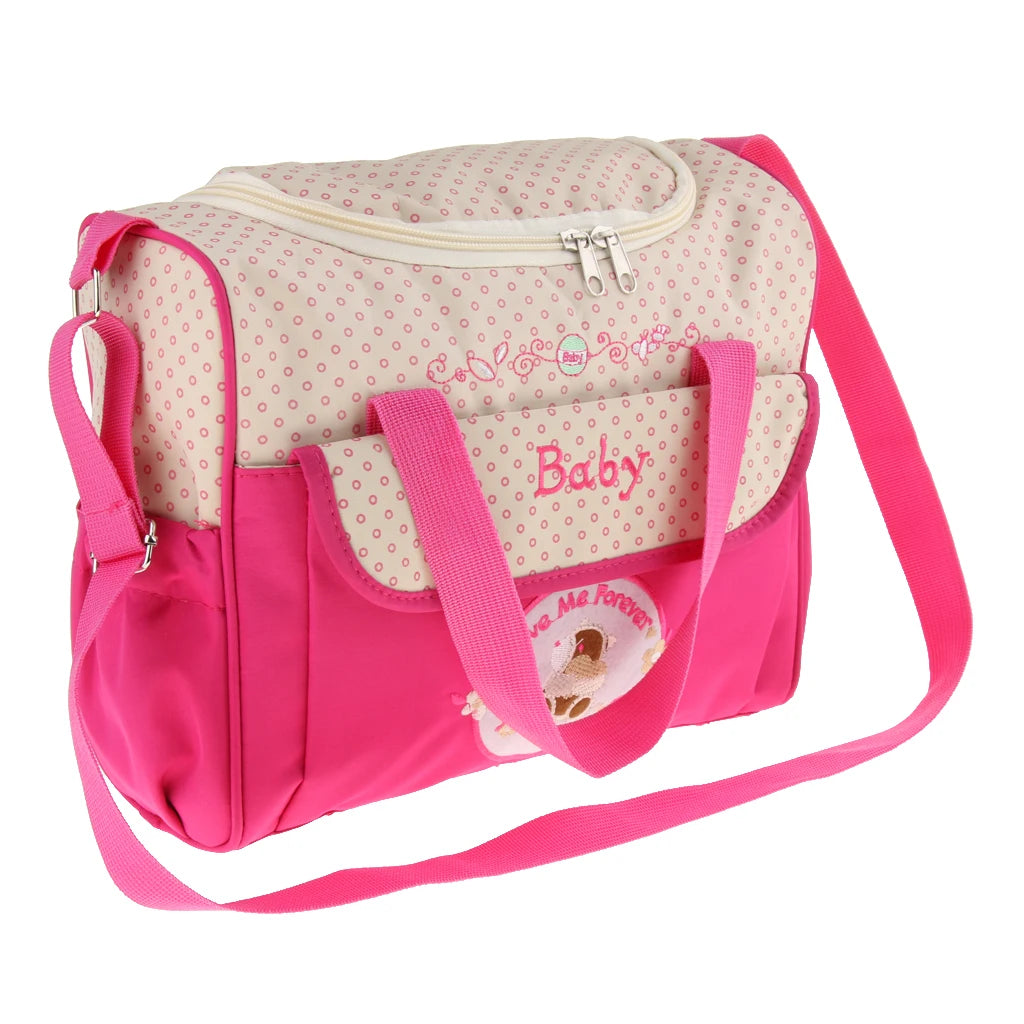 Mummy Shoulder Bag with Bottle Holder Baby Nappy Diaper Bag Set Waterproof Changing Pad for Newborn Maternity