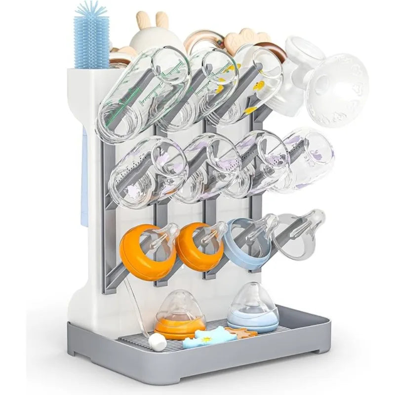 Baby Bottle Drying Rack Vertical Bottle Dryer Rack Holder Organizer Space Saving Standing Drying Rack for Baby Bottles and Cup