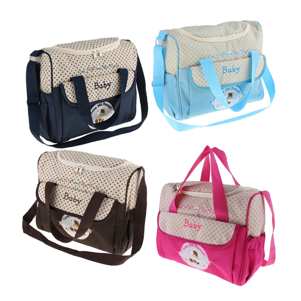 Mummy Shoulder Bag with Bottle Holder Baby Nappy Diaper Bag Set Waterproof Changing Pad for Newborn Maternity