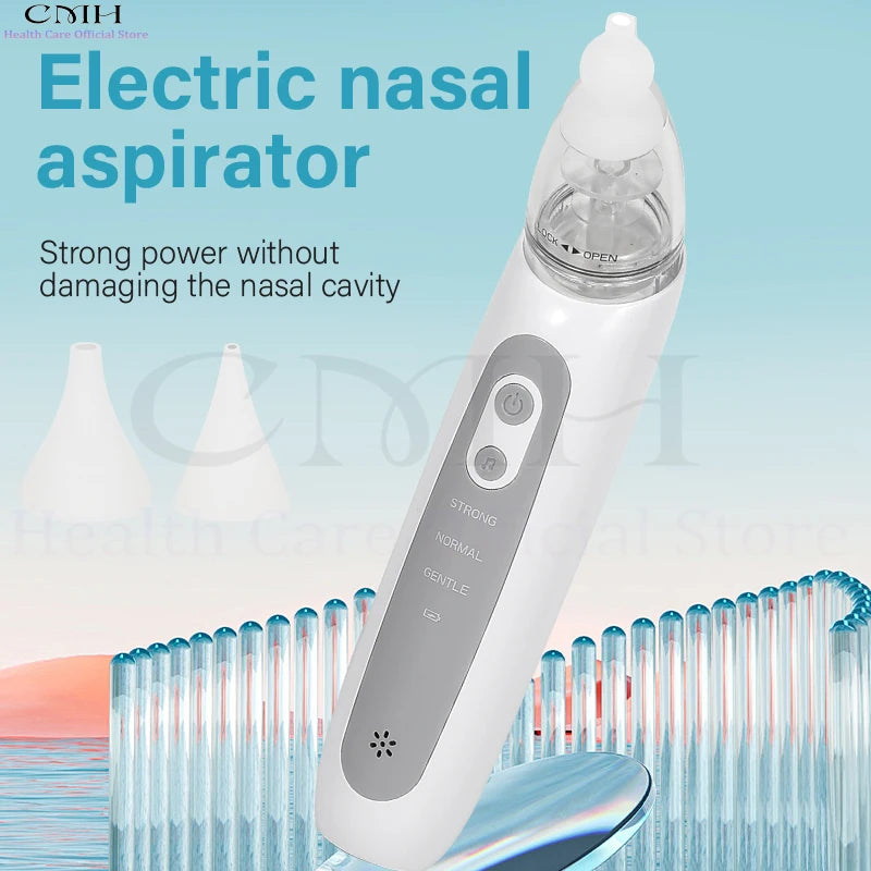 Electric Baby Nasal Aspirator 3 Suction Modes Rechargeable Music Lights Food Grade Silicone BPA-Free Anti-Backflow Nose Cleaner