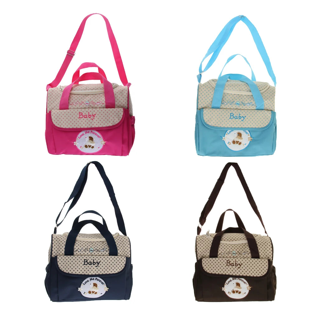 Mummy Shoulder Bag with Bottle Holder Baby Nappy Diaper Bag Set Waterproof Changing Pad for Newborn Maternity