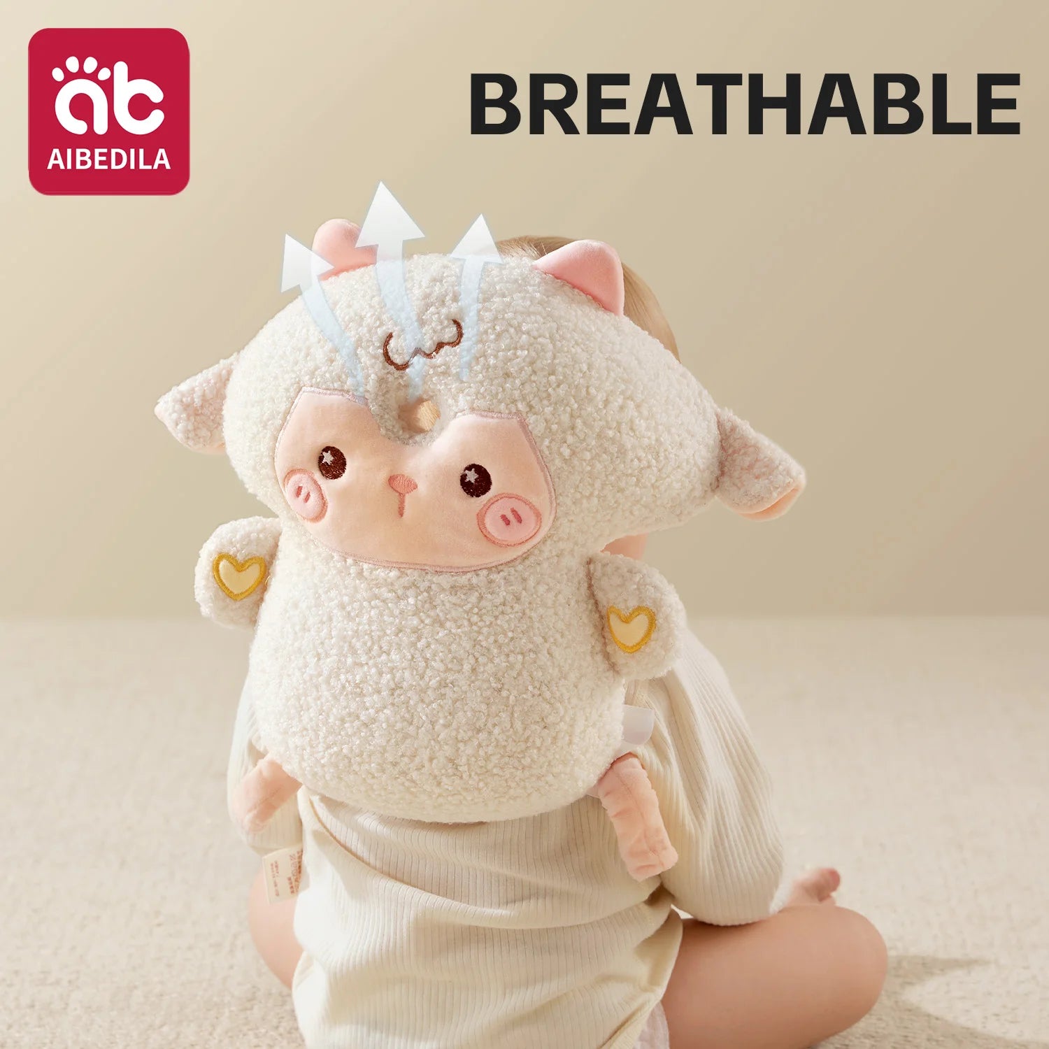 AIBEDILA Baby Head Protector Pillow 3-Sided Anti-Fall Back Safety Pad for Crawling Walking Toddlers Cute Animal Design