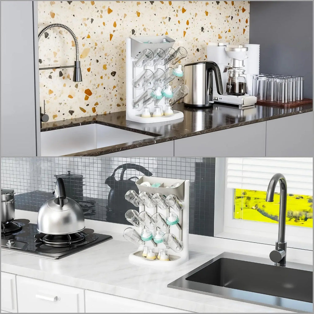 Baby Bottle Drying Rack Vertical Bottle Dryer Rack Holder Organizer Space Saving Standing Drying Rack for Baby Bottles and Cup