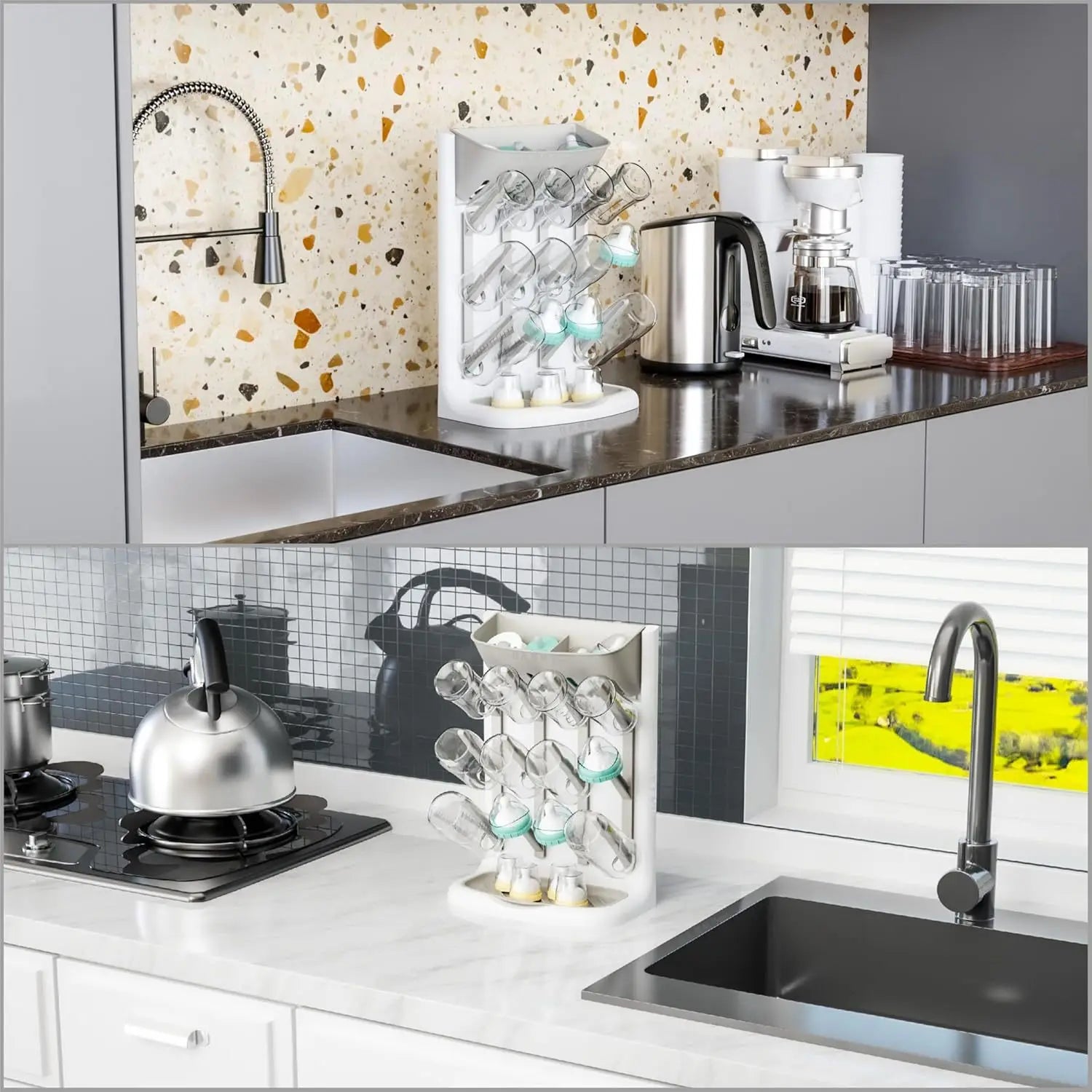 Baby Bottle Drying Rack Vertical Bottle Dryer Rack Holder Organizer Space Saving Standing Drying Rack for Baby Bottles and Cup
