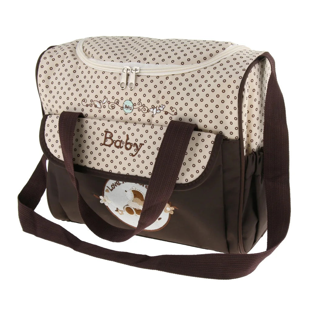 Mummy Shoulder Bag with Bottle Holder Baby Nappy Diaper Bag Set Waterproof Changing Pad for Newborn Maternity